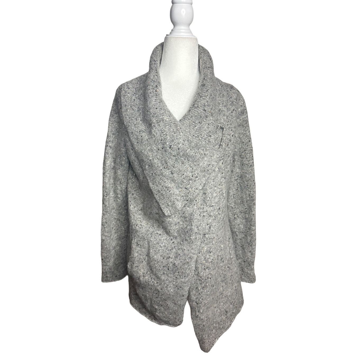 Eileen Fisher System Speckled Mohair Wool Waterfall Sweater Cardigan Medium